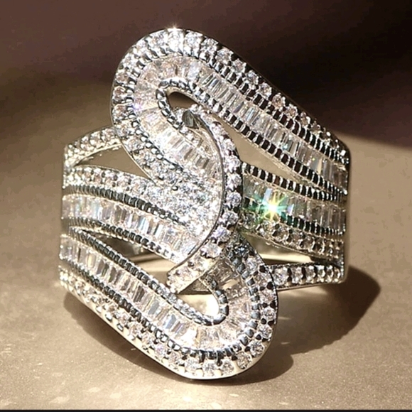 Jewelry - NEW Luxury 925 Silver Emerald & Pave Set Ring